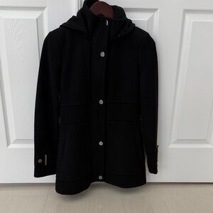 Kenneth Cole Black Hooded Peacoat Winter Coat